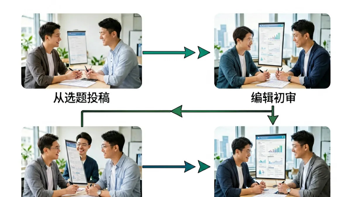 成人漫画网站内容审核流程示意图，展示了从选题投稿、编辑初审、交叉复核到最终发布的完整环节，各环节之间用箭头连接